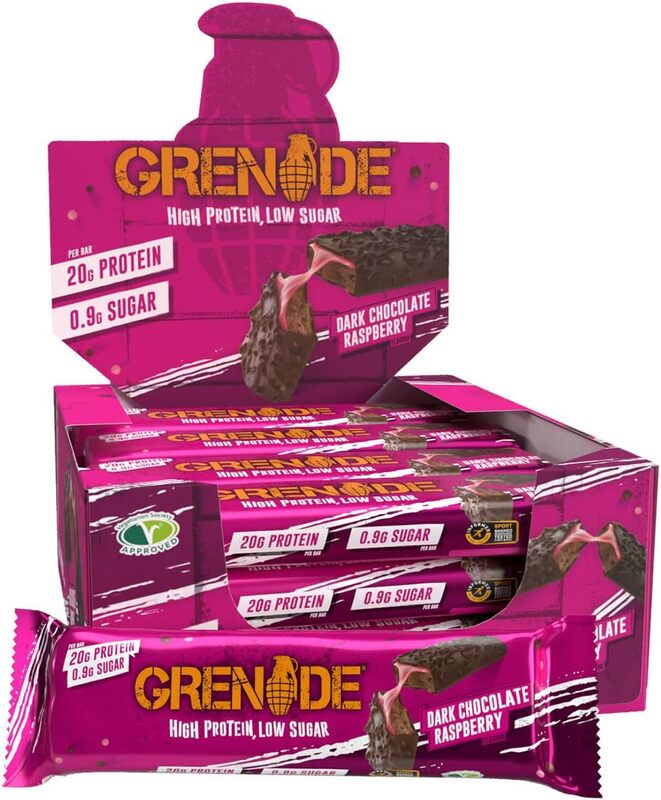 Grenade High Protein Low Sugar Bar Dark Chocolate Raspberry 60g Pack of 12